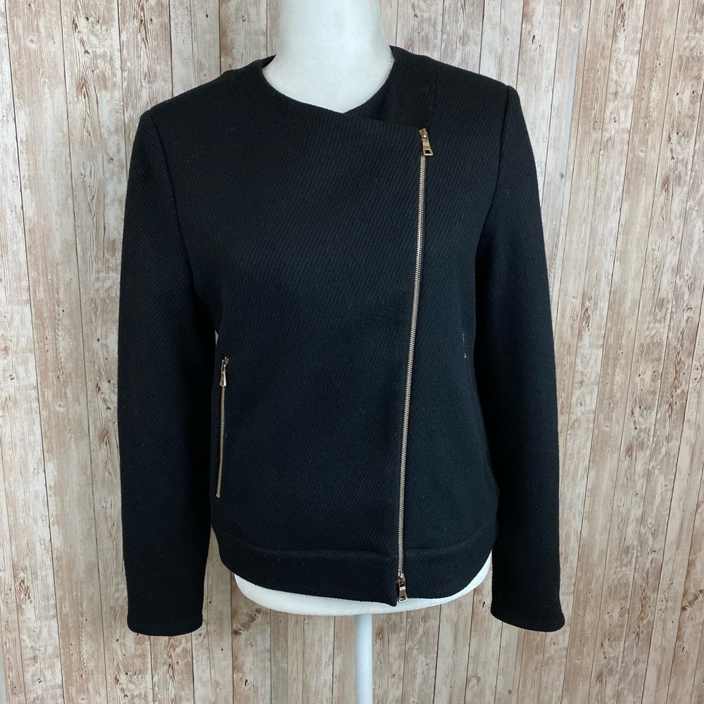 L’Agence Asymmetrical Zip‎ Front Long Sleeve Wool Blend Blazer Jacket Size 4